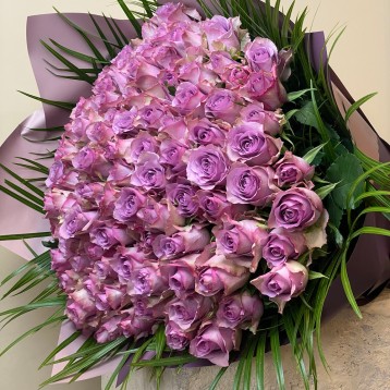 100 Lila Gül Buketi
