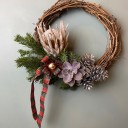 Doğal Çam Yılbaşı Kurdeleli Kapı Süsü