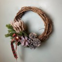 Doğal Çam Yılbaşı Kurdeleli Kapı Süsü