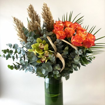 Leo Turuncu Gül Aranjmanı